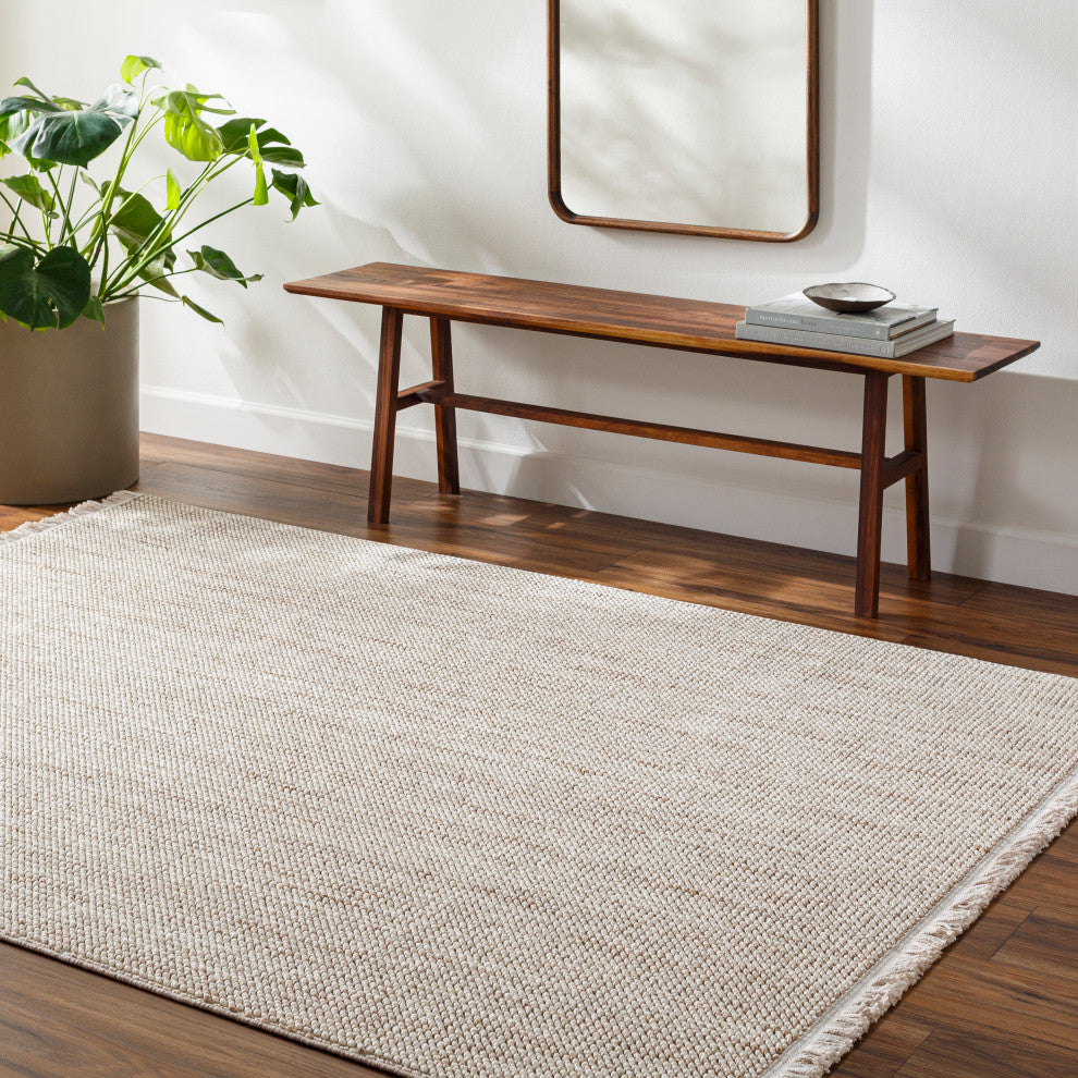 Surya New Delhi NWH-2302 Machine Woven Area Rug, Pearl, Ash, Light Grey, Beige, 7'9" X 10'