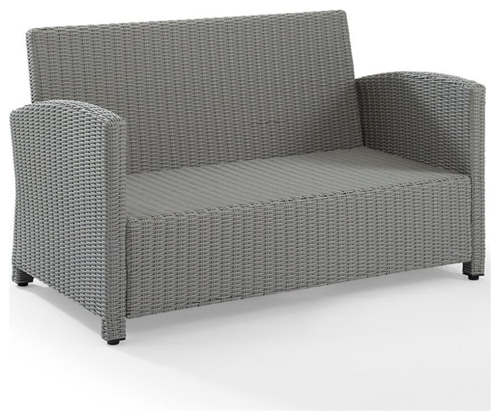 Crosley Bradenton Wicker Patio Loveseat in Gray