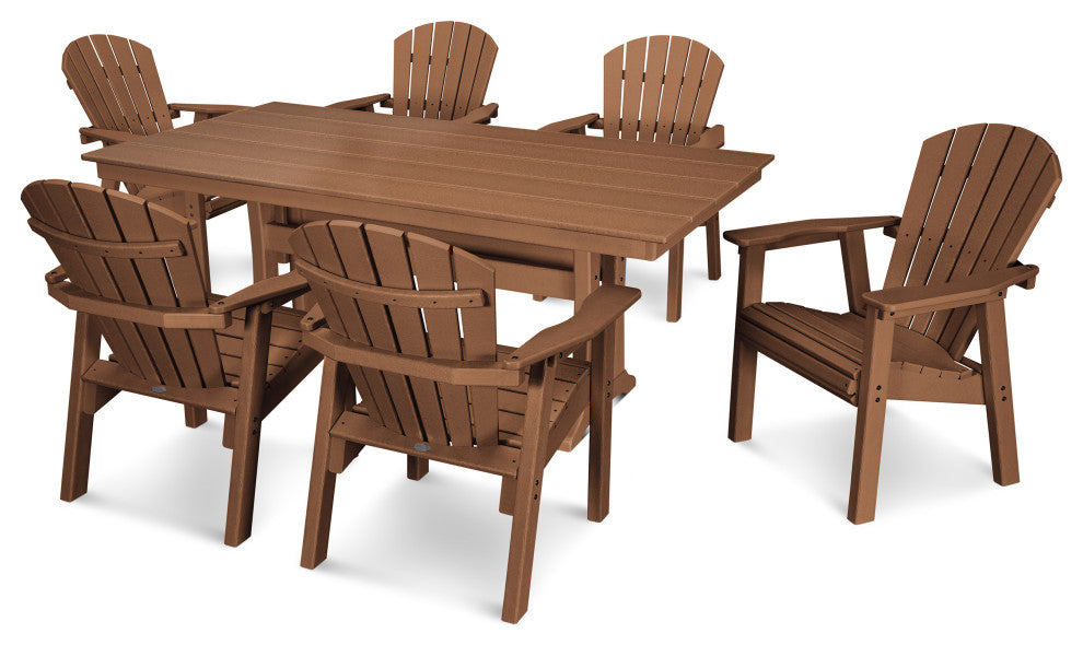 POLYWOOD 7-Piece Seashell Dining Set, Teak