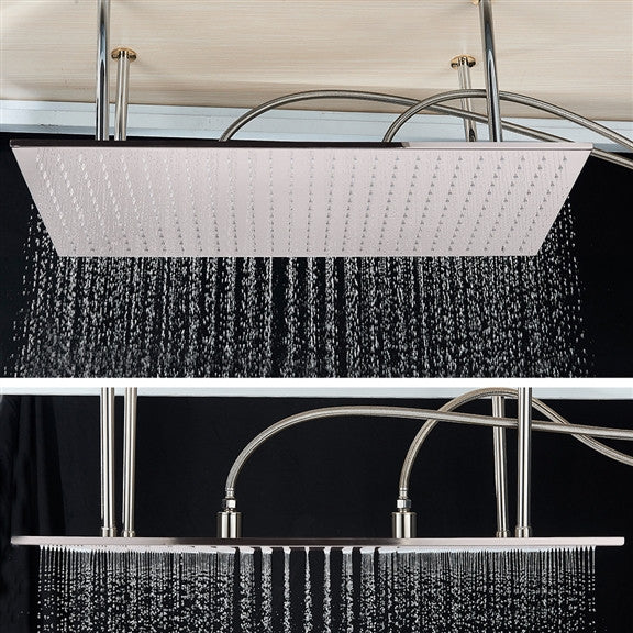 Bathselect 20x40in Ceiling Mount Rain Shower Head, Brushed Nickel