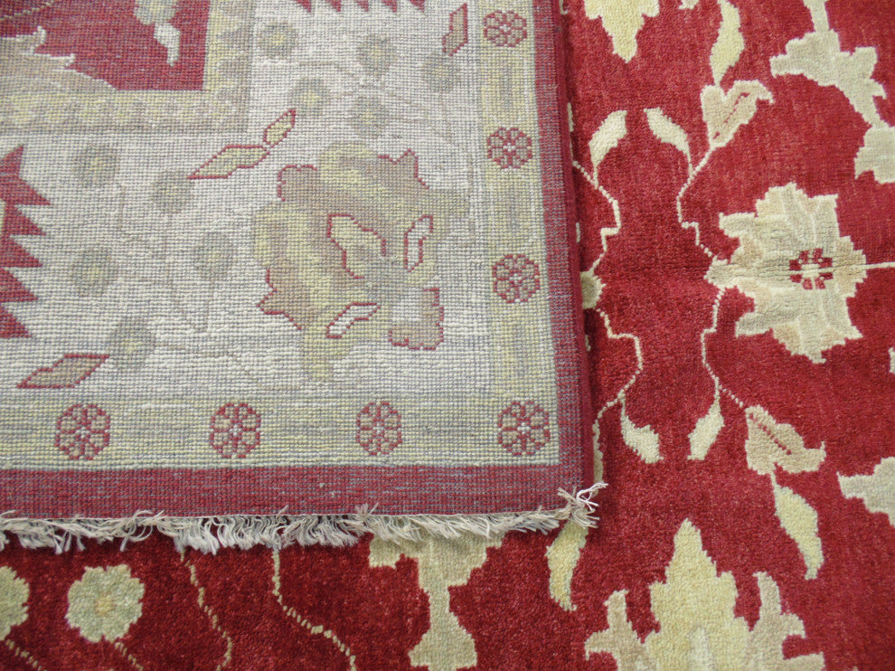 Agra Hand-Knotted Rug, Red/Beige, 8"x10"