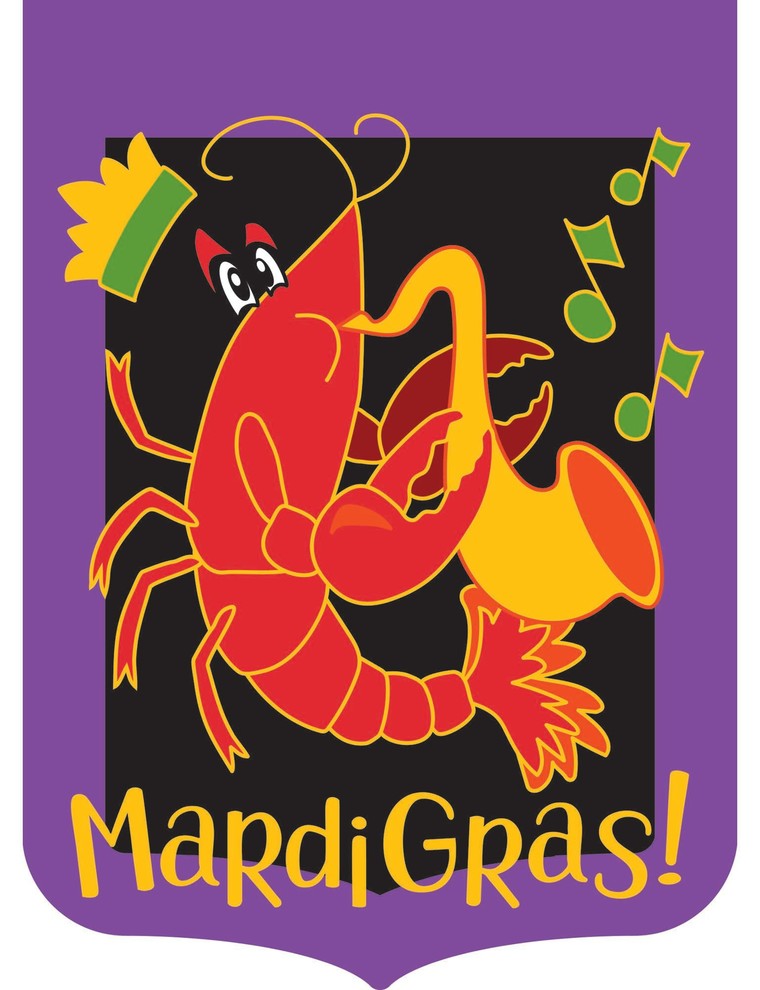 Double Applique Crawfish Mardi Gras Polyester Garden Flag