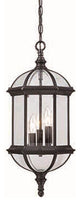 3 Light 22" Tall Outdoor Hanging Lantern, Black