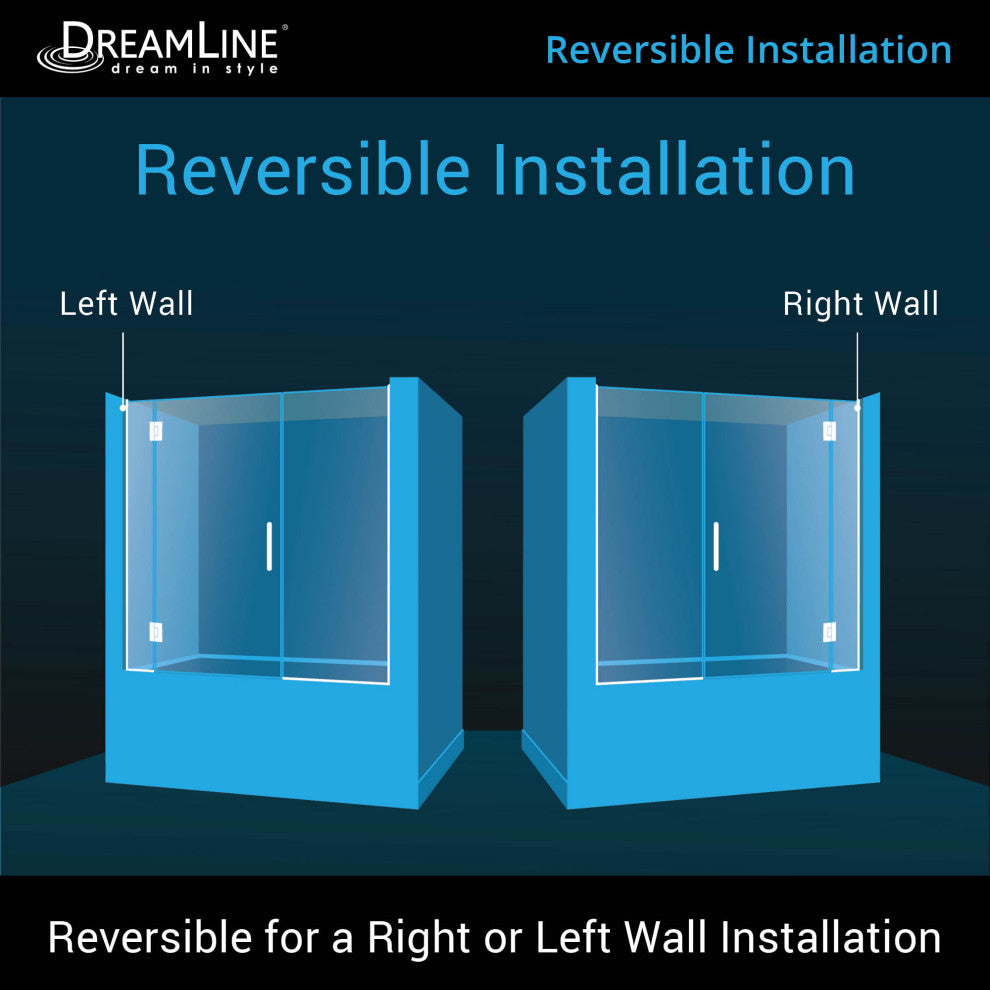 DreamLine Unidoor-X 58-58 1/2x58 Frameless Hinged Tub Door, Oil Rubbed Bronze