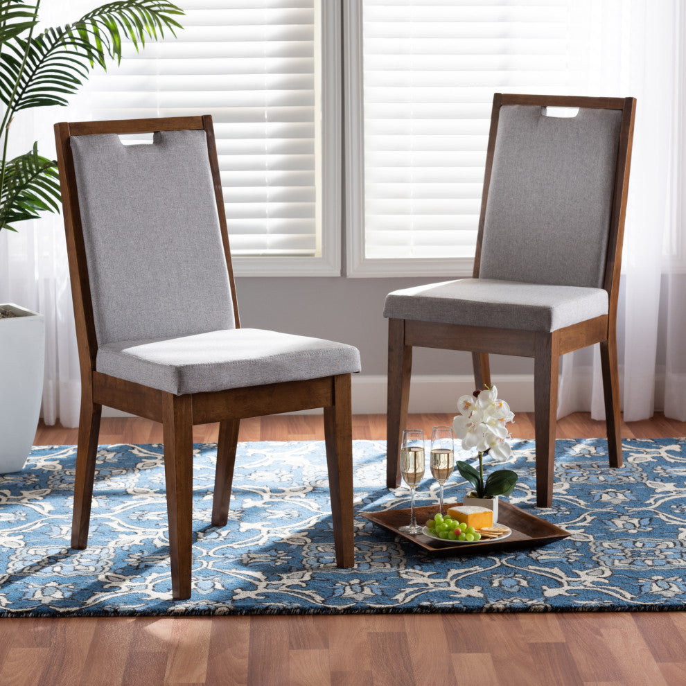Billy Modern 2-Piece Dining Chairs, Walnut Brown