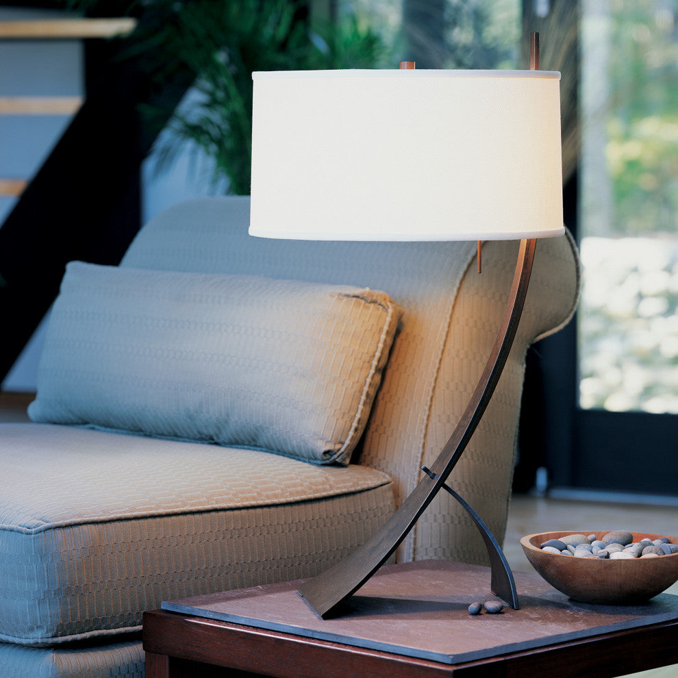 Stasis Table Lamp, Bronze Finish, Natural Anna Shade