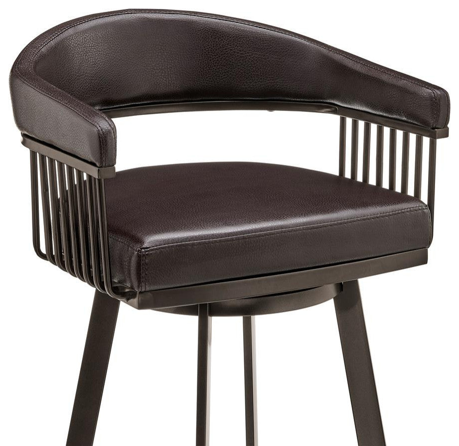 Bronson 30 Bar Height Swivel Bar Stool in Java Brown Finish and Chocolate...