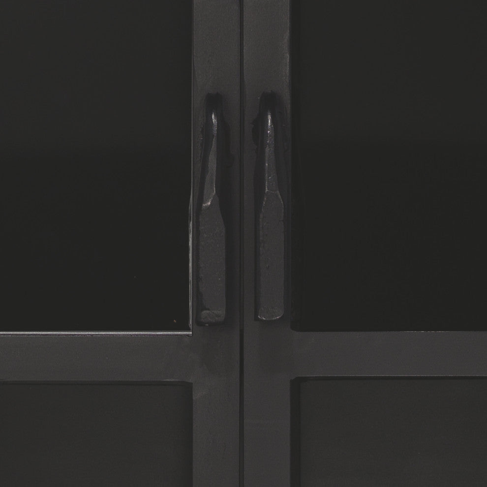 Union Tall Curio Cabinet, Black Iron and Clear Glass