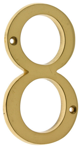 Genuine Solid Brass 4" House Number: #8, Polished Brass