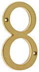 Genuine Solid Brass 4" House Number: #8, Polished Brass