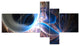 Glowing Blue Silver Plasma, Abstract Wall Art Canvas, 60"x32", 5 panels