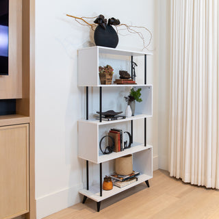 Danya B. Breuer 5-Tier White S-Shaped Bookcase With Black Hardware Accents