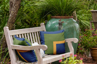 Bold Blocks Polyester Indoor/Outdoor Pillow, Nautical Navy, 18"x18"