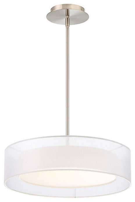 Metropolis LED Pendant, Brushed Nickel, 18", 3000k