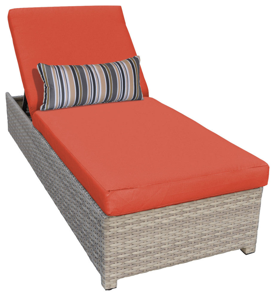 Fairmont Wheeled Chaise Outdoor Wicker Patio Furniture in Tangerine