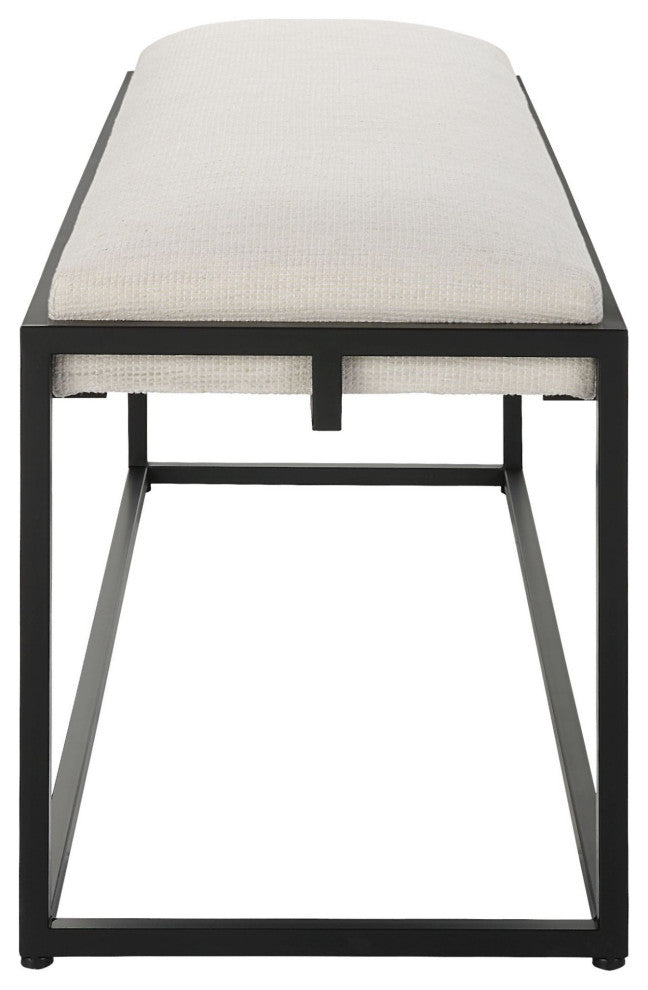 Uttermost 23674 Paradox 47"W Contemporary Iron Framed Upholstered - White /