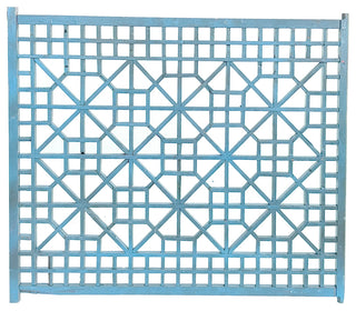 Vintage Rustic Gray Blue Grid Geometric Wood Wall Panel Hws4554