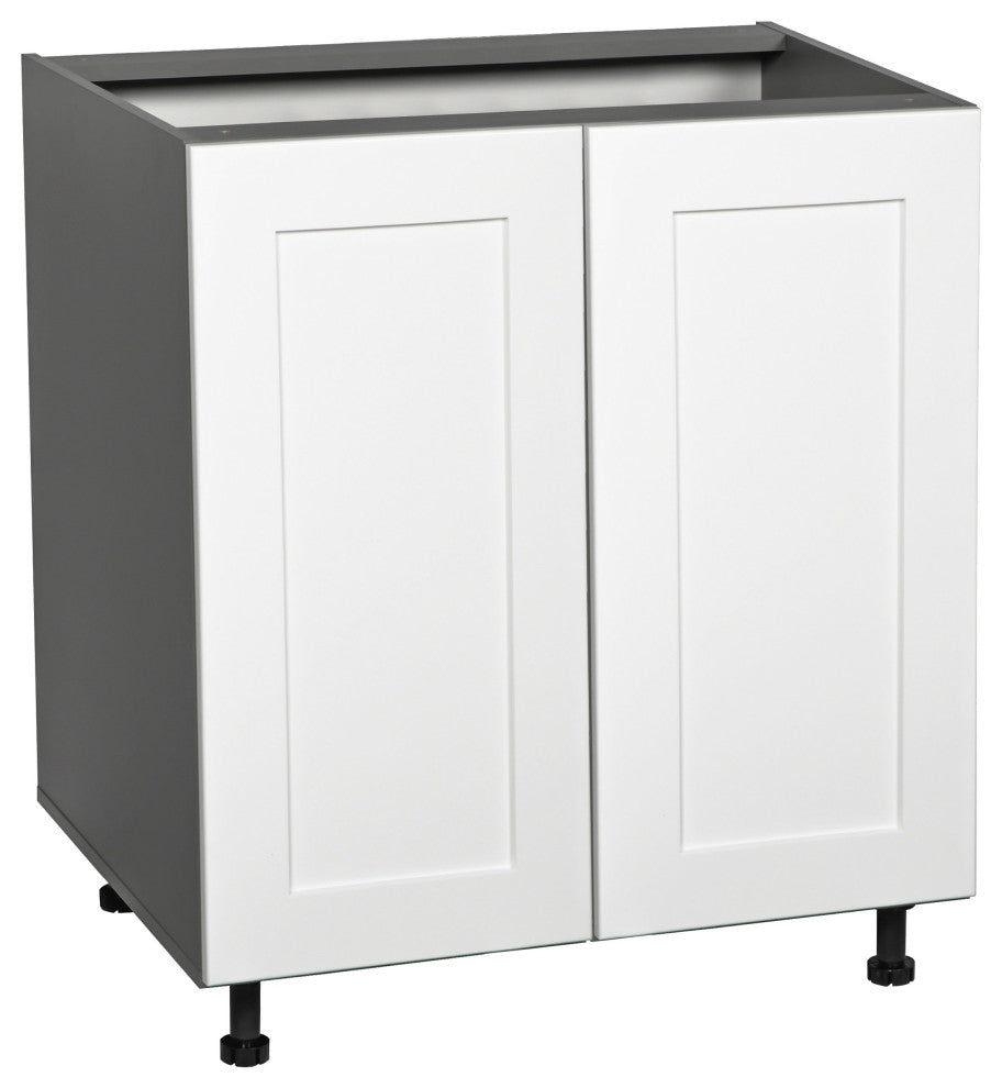 33 Base Cabinet High Double Door with Shaker White Matte door