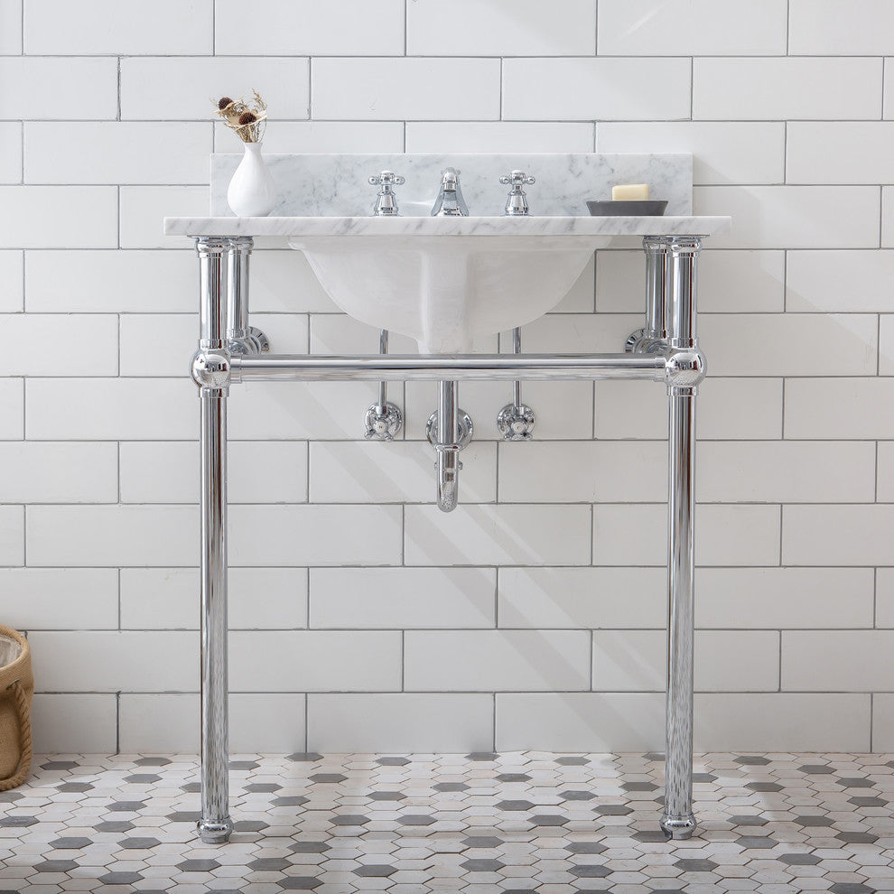 Embassy 30" Wash Stand and P-Trap, Silver