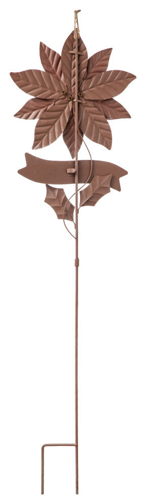 42"H Metal Poinsettia Yard Stake