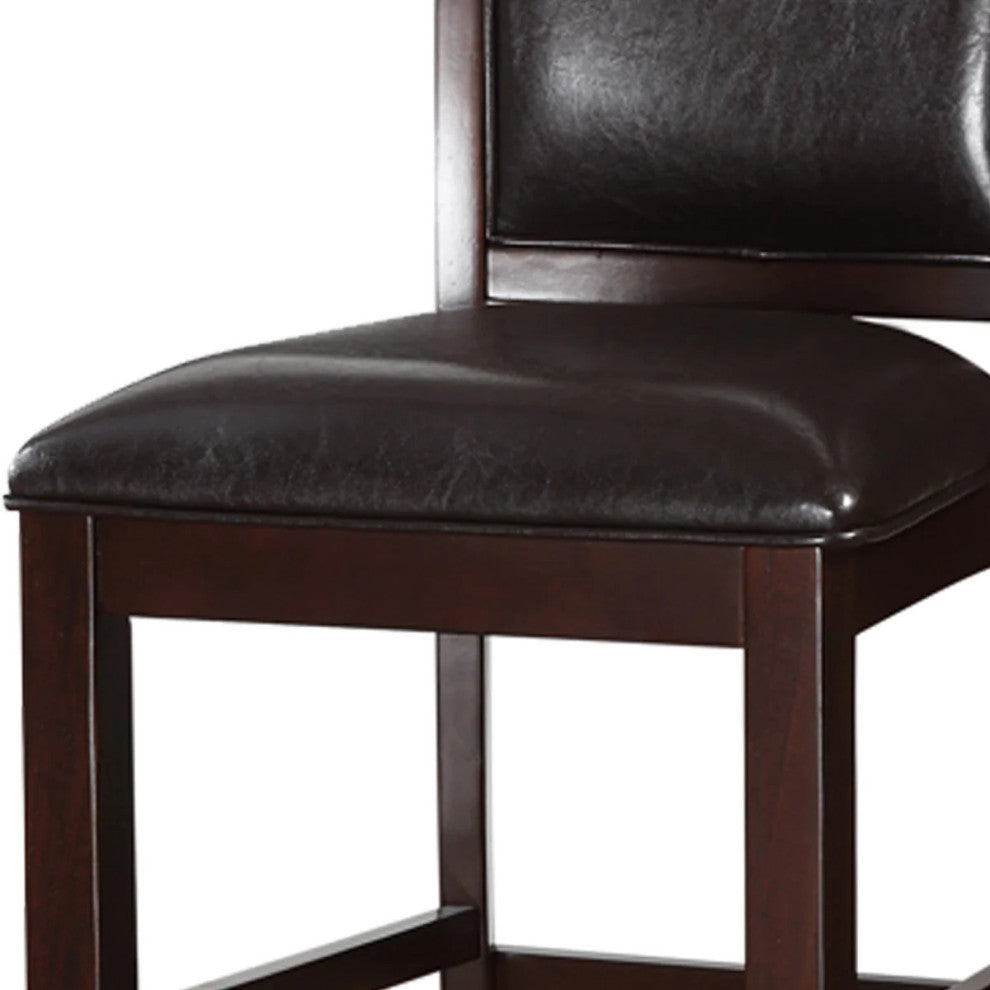 Benzara BM166597 Wooden Armless High Chair, Brown & Black, Set of 2