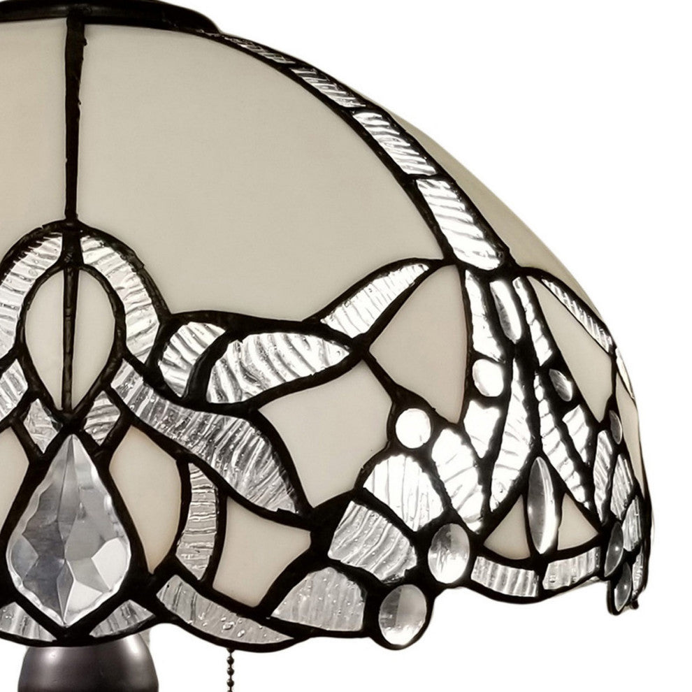 Amora Lighting AM241TL16B Tiffany Style Jeweled  White Table Lamp 24 In High