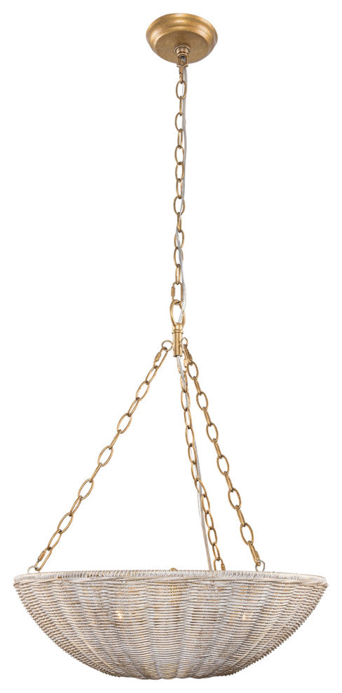 19.69-inch Beige Farmhouse Rattan 3-Light Chandeliers