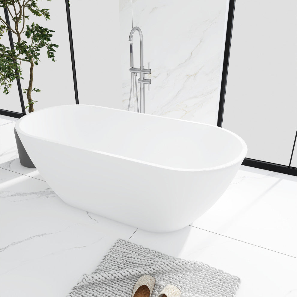Acrylic Freestanding Soaking Bathtub in White, 67"29"