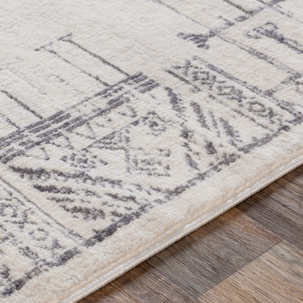 Surya Roma ROM-2346 9'x12'3" Rug, Medium Gray/Light Gray/White