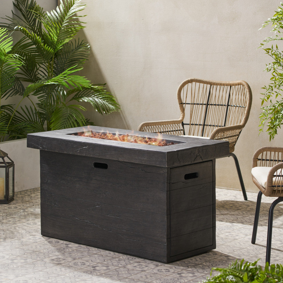 GDF Studio Crawford Outdoor Rectangular Fire Pit, Gray