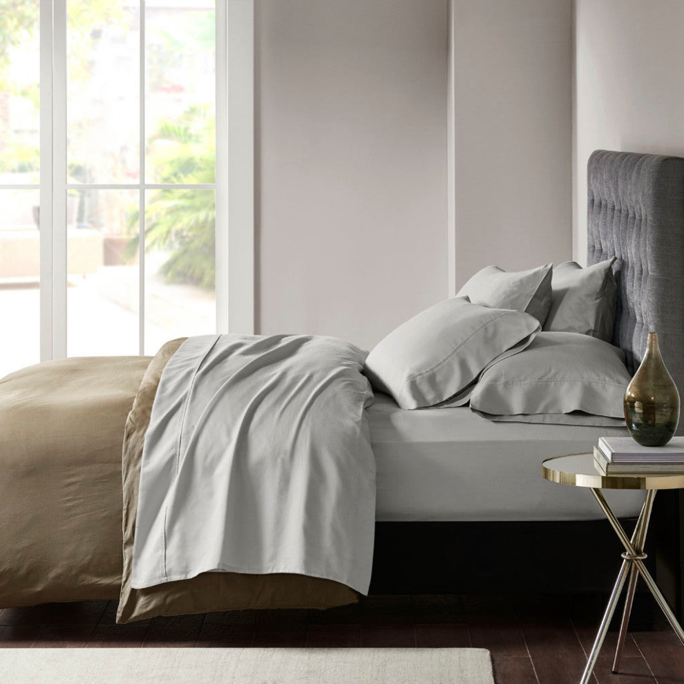 Madison Park 800 Thread Count Cotton-Blend Sateen 6-Piece Sheet Set, Light Grey