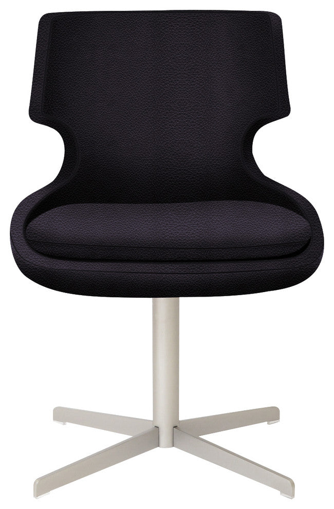 Patara 4 Star Chair, Matte Brushed Nickel Base, Black Leather, Top-Grain