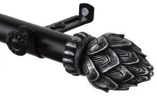Bud 13/16 inch Single Corner Window Curtain Rod, Black, 28-48"
