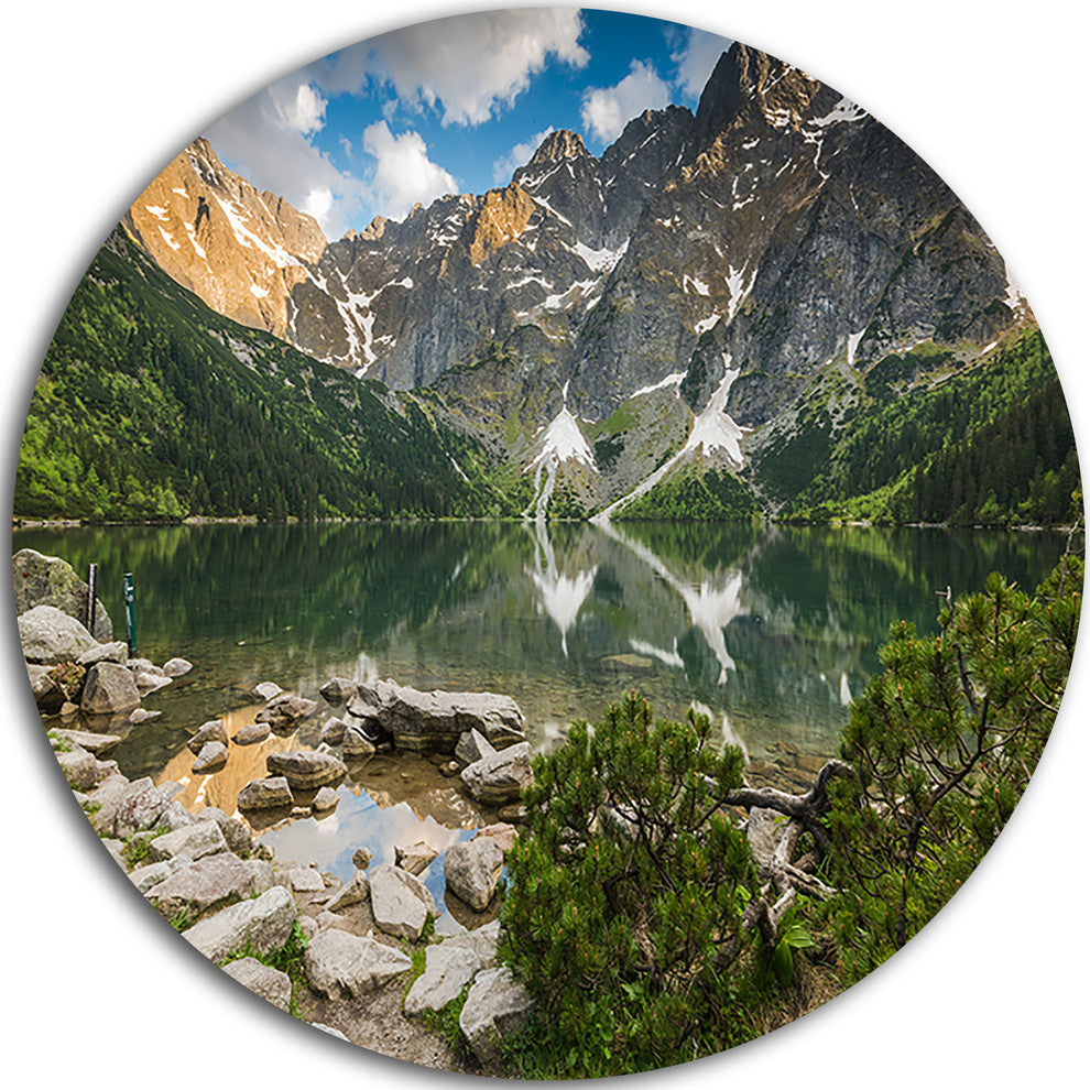 Sunset Over High Mountains, Landscape Disc Metal Wall Art, 11"