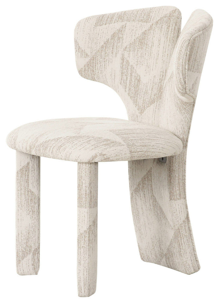 Modrest Masuda Modern Beige Pattern Fabric Dining Chair, Set of 2