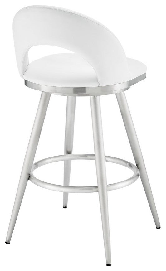 Charlotte Swivel Counter or Bar Stool in Faux Leather and Metal