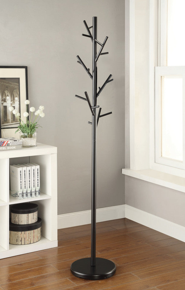 Metal 18-Hook Coat Rack With Heavy Duty Base, Black