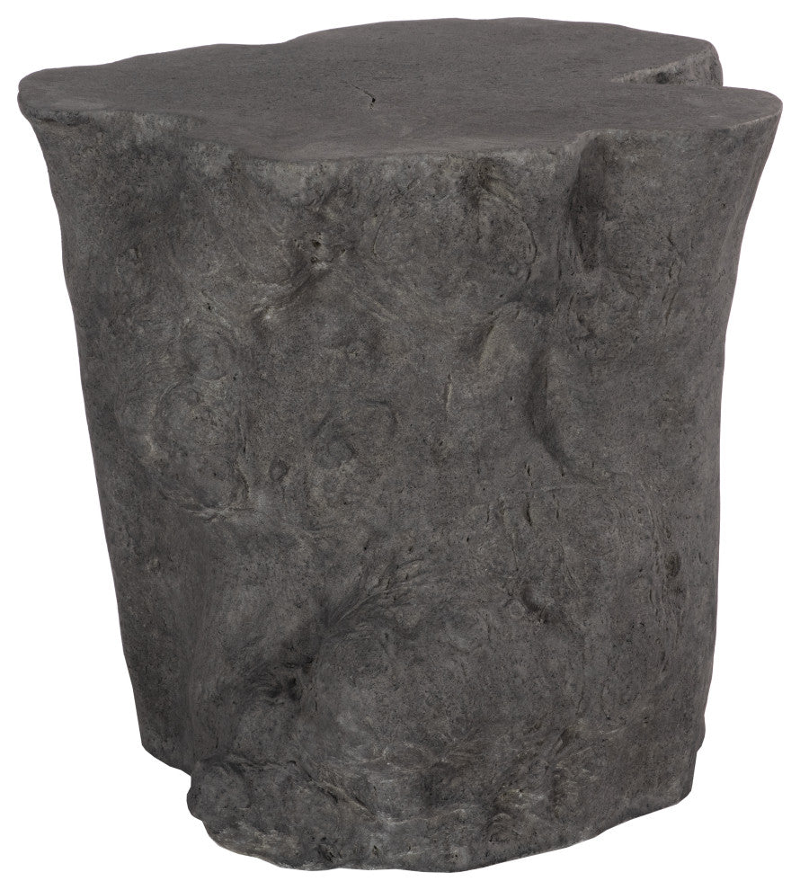 Log Side Table, Charcoal Stone