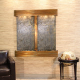 Aspen Falls Water Fountain, Green Featherstone, Rustic Copper, Square