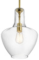 Kichler Everly 1 Light Pendant, Natural Brass, Clear