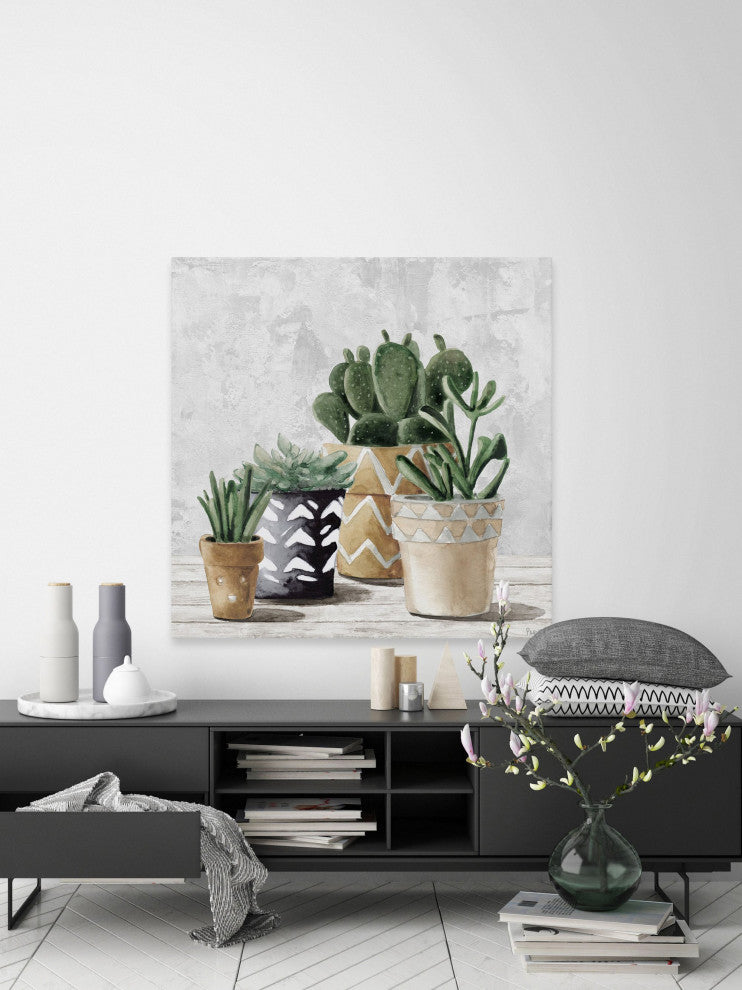 "Triangle Pots" Painting Print on Wrapped Canvas