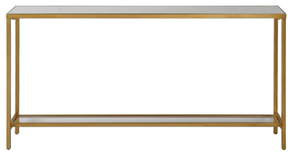 Uttermost 24685 Hayley 60"W Metal Console Table - Antiqued Gold Leaf