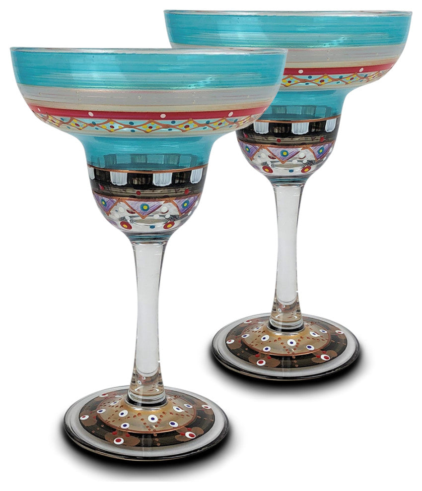 Mosaic Carnival Margarita Glasses, Set of 2