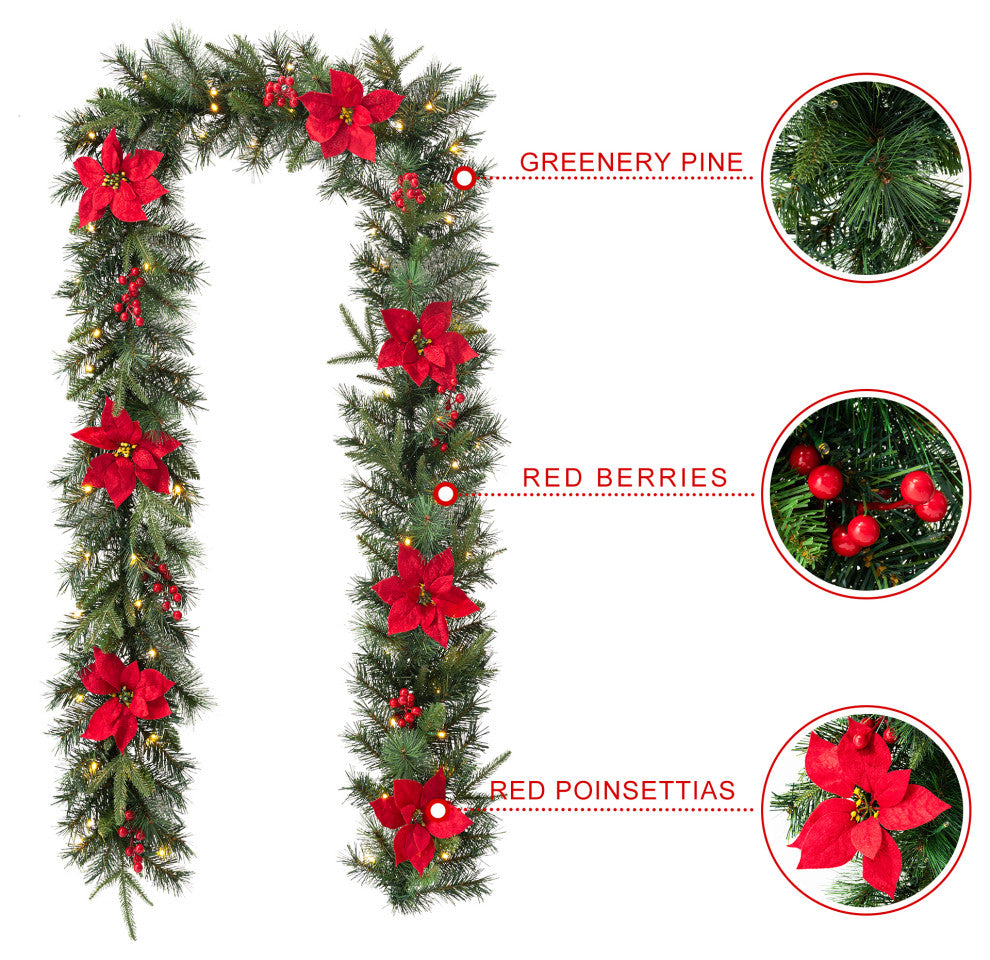 2-Pack 9' Pre-Lit Christmas Garland with Lights