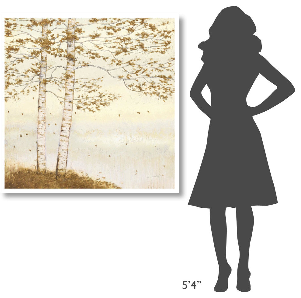 "Golden Birch I Off White" Digital Paper Print by James Wiens, 42"x42"