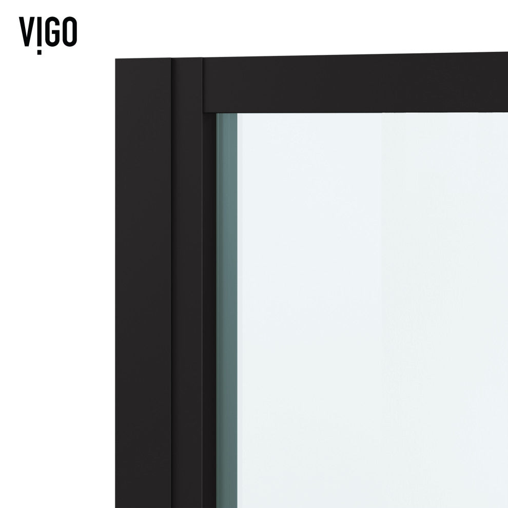 VIGO Astoria Framed Pivot Shower Door, Black, 30" W X 76" H, Clear Glass