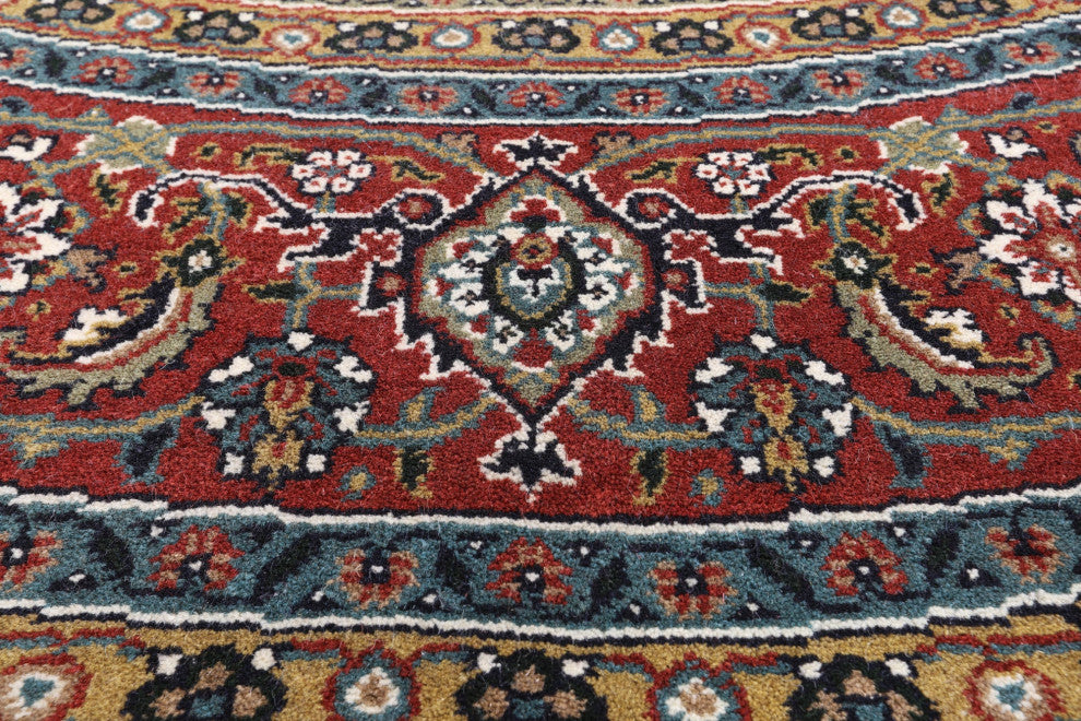 9' Round Persian Hill Herati Handmade Wool Rug - Q13173