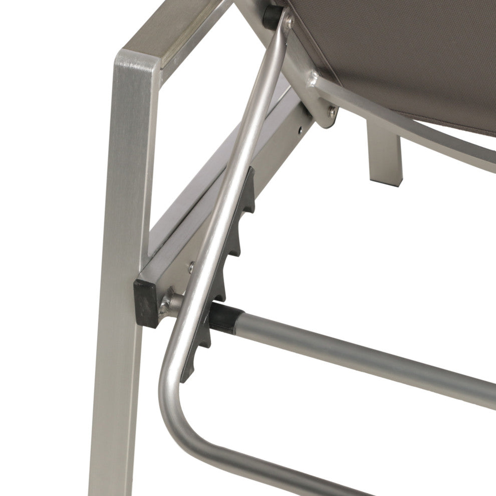 GDF Studio Joy Outdoor Mesh and Aluminum Chaise Lounge, Set of 4, Gray