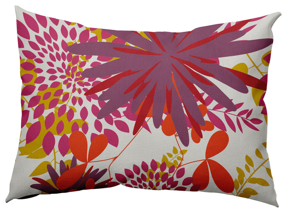 Jumble Floral Decorative Throw Pillow, Muted Purple, 14"x20"