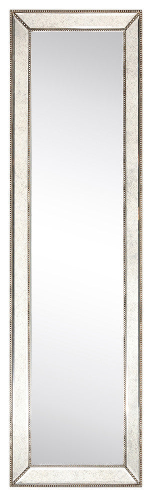 Champagne Bead Beveled Rectangle Cheval, Floor Mirror,1"-Beveled Center 18"x64"